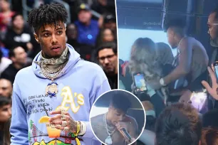 Rapper Blueface shoves female fan, encourages security team to ‘get her’ for allegedly throwing ice on stage