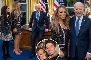 Mariah Carey cozies up to Joe Biden, takes her twins to White House after Bryan Tanaka split