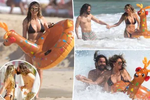 Bikini-clad Heidi Klum frolics in the Caribbean waters with husband Tom Kaulitz