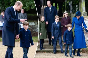 Kate Middleton, Prince William and kids coordinate in navy blue for Christmas church service