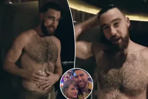 Travis Kelce sets pulses racing with resurfaced video of him wearing nothing but a towel: ‘Taylor [we] get it’