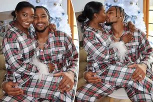 Simone Biles kisses husband Jonathan Owens on Christmas after he said he’s more of a catch than Olympian