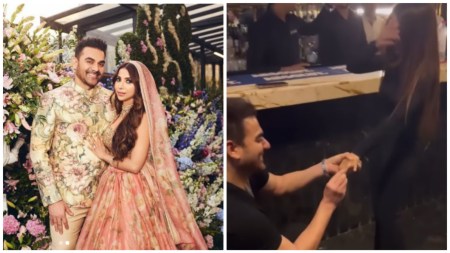 Arbaaz Khan goes down on one knee to propose Shura Khan as son Arhaan Khan and sister Arpita cheer for him. Watch