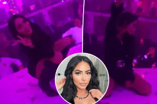 ‘Jersey Shore’ star Angelina Pivarnick works the pole while dancing onstage at strip club