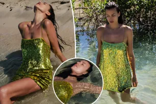 Irina Shayk swims in $700 sequined minidress to kick off 2024