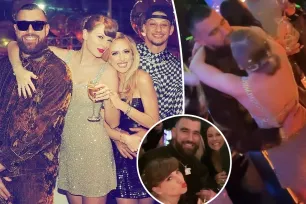 Taylor Swift, Travis Kelce pose for cozy photo with Patrick, Brittany Mahomes on New Year’s Eve