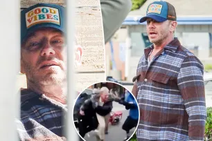 Ian Ziering sends a message with his hat in first sighting since biker brawl