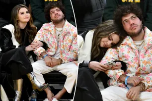 Selena Gomez and Benny Blanco cuddle up, hold hands during date night at Lakers game