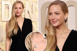 Jennifer Lawrence sparkles in 11-carat diamond necklace at the Golden Globes 2024