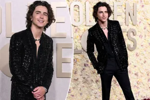 Timothée Chalamet twins with Kylie Jenner in all-black embellished looks at the 2024 Golden Globes