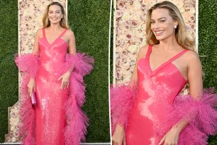 Margot Robbie channels Superstar Barbie in pink sequins and $3 million in diamonds at Golden Globes 2024