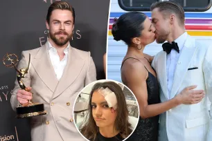 Derek Hough tearfully dedicates Creative Arts Emmy award to wife Hayley Erbert after brain surgery