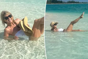 Christie Brinkley shows off legs in white swimsuit ahead of 70th birthday