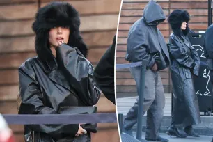 Bianca Censori bundles up in fur hat, leather jacket during LA cold front with Kanye West