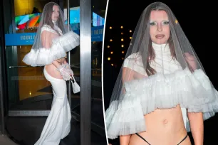 Julia Fox shocks in wild cutout wedding dress with exposed underwear