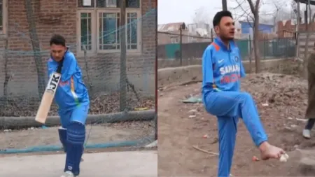 Watch: Jammu and Kashmir para cricket captain bowls with leg and holds the bat between neck and shoulder