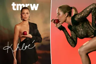 Khloé Kardashian (barely) covers up with an apple in Adam and Eve-themed cover shoot