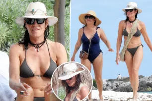 Luann de Lesseps, 58, hits the beach in Mexico wearing a bikini and cowboy hat