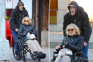 Jessica Lange’s son, Samuel Walker Shepard, pushes 74-year-old actress in wheelchair during NYC outing