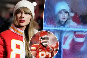 Taylor Swift braves the Kansas City cold to cheer on boyfriend Travis Kelce at Chiefs vs. Dolphins game