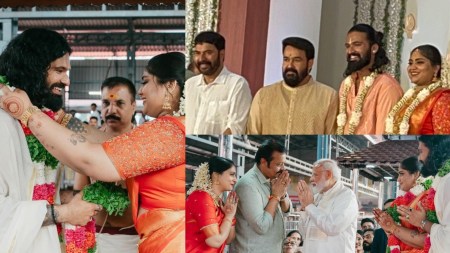 Mohanlal to Mammootty, Malayalam stars throng Suresh Gopi’s daughter Bhagya-Sreyas Mohan’s wedding reception