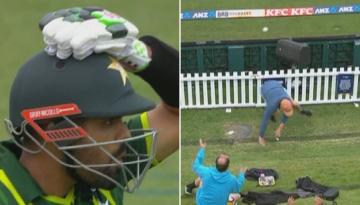 Blackcaps v Pakistan: Master batter Babar Azam fells unsuspecting spectator with bullet six in Dunedin defeat