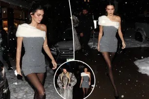 Kendall Jenner braves frigid Aspen temperatures in $7K fur-trimmed minidress with Kim and Khloé