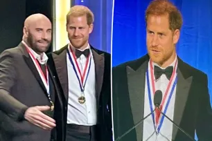 Prince Harry steps out solo to accept aviation award from John Travolta after dropping libel case to ‘focus’ on family