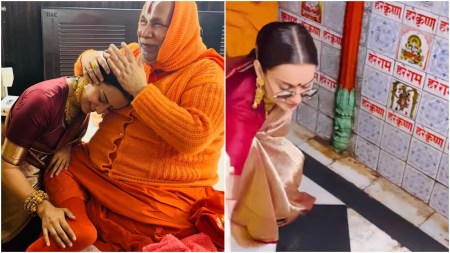 Kangana Ranaut sweeps temple floor in saree in Ayodhya, performs Hanuman yagna. Watch