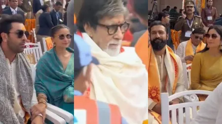 Ranbir Kapoor, Alia Bhatt, Katrina Kaif show invites at Ayodhya Ram Mandir before getting entry; Amitabh Bachchan, Rajinikanth sit in first row. Watch