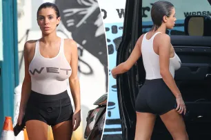 Bianca Censori steps out in ‘wet’ tank top and shocking cutout shorts