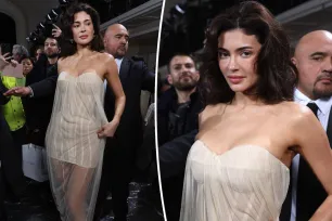 Kylie Jenner looks angelic in sheer corset dress at Jean Paul Gaultier fashion show