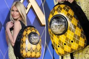 Claudia Schiffer’s cat steals the show on ‘Argylle’ movie premiere red carpet