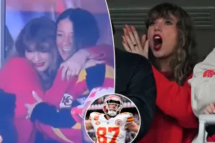 Smitten Taylor Swift swoons over Travis Kelce with pals during Chiefs vs. Ravens game