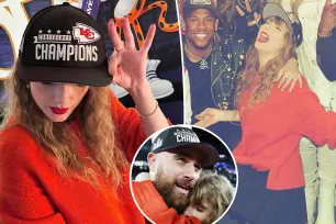 Taylor Swift wears Travis Kelce’s AFC championship hat after Kansas City Chiefs clinch Super Bowl spot