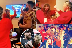 See Taylor Swift’s joyful celebration with Travis Kelce’s family, friends in VIP suite after Chiefs beat the Ravens