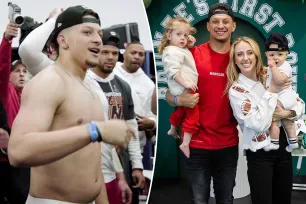 Patrick Mahomes defends his ‘dad bod’ after shirtless locker room celebration video surfaces: ‘I got kids!’