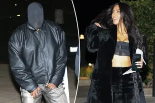 Kim Kardashian rocks fur maxi skirt and matching $13K coat for dinner with Kanye West, North and friends