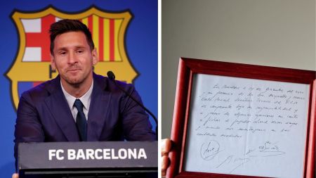 Lionel Messi signed napkin which started his career at FC Barcelona to be auctioned in March starting £300,000