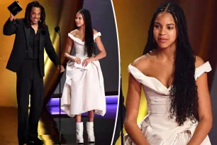 Blue Ivy, 12, looks elegant at Grammys 2024 in off-the-shoulder white dress and platform heels