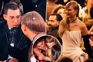 Taylor Swift covers mouth with fan at Grammys 2024 after viral Golden Globes gossip session