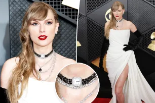 Taylor Swift wears a ‘Midnights’ Easter egg around her neck at the 2024 Grammys