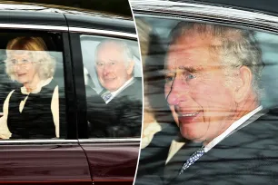 King Charles appears in good spirits with Queen Camilla as he’s seen for first time since receiving cancer diagnosis