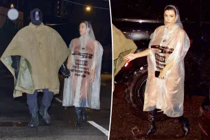 Bianca Censori puts everything on display in a clear raincoat while out with Kanye West