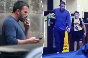 Ben Affleck takes a smoke break before picking up son Samuel from basketball practice