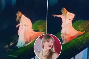 Taylor Swift trips going down stairs during Tokyo Eras Tour show — 2 days after nearly falling off chair