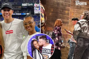 Travis Kelce’s ex Kayla Nicole seen chatting with Patrick Mahomes’ brother, Jackson, ahead of Super Bowl 2024