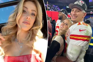 Brittany Mahomes supports husband Patrick at Super Bowl 2024 in red corset and custom necklaces