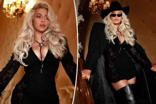 Beyoncé rocks teased hair and plunging Western-themed look at Super Bowl 2024