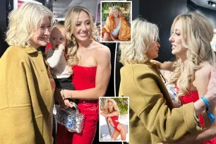 Martha Stewart hugs fellow Sports Illustrated Swimsuit model Brittany Mahomes at Super Bowl 2024